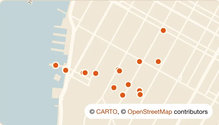 Map of 16 happy hour bars in Chelsea