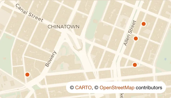 Map of 4 happy hour bars in Chinatown