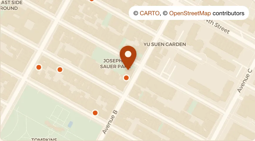 Map: Ama Raw Bar East Village at 190 Avenue B, East Village