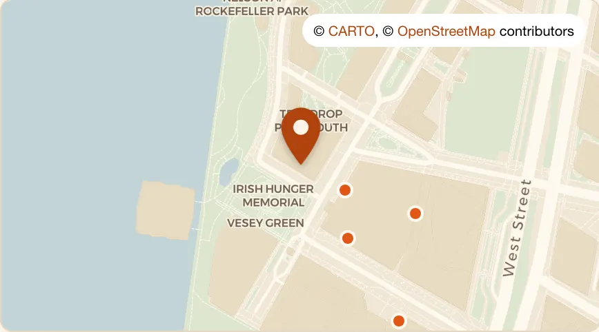 Map: Bluestone Lane Battery Park Café at 2 River Ter., Battery Park City
