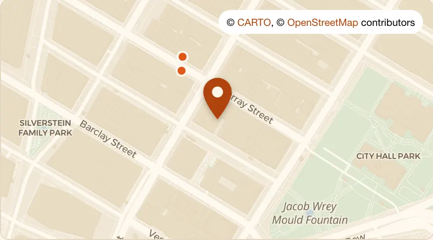 Map: Brickyard Craft Kitchen & Bar at 23 Park Pl, Tribeca