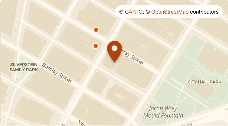 Map: Brickyard Craft Kitchen & Bar at 23 Park Pl, Tribeca