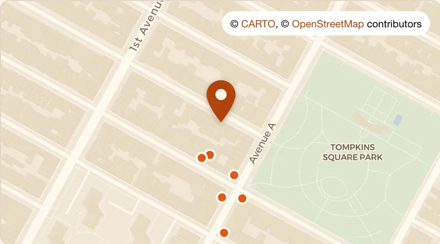 Map: Bua at 122 St Marks Pl, East Village