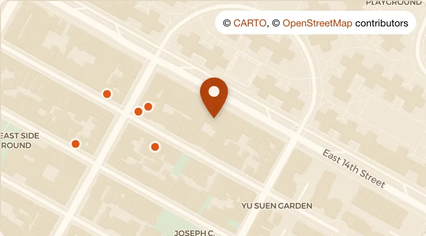 Map: Cafe Skye East Village at 520 E 14th St, East Village
