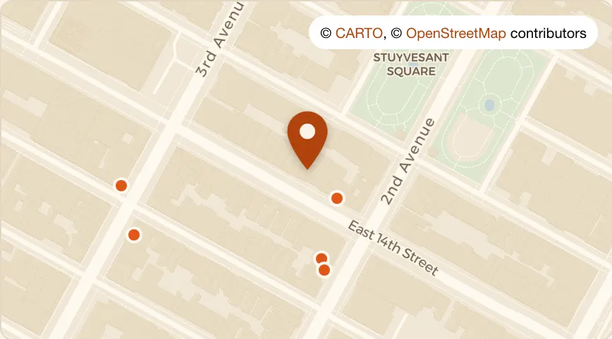 Map: Coyote Ugly New York at 233 E 14th St, East Village