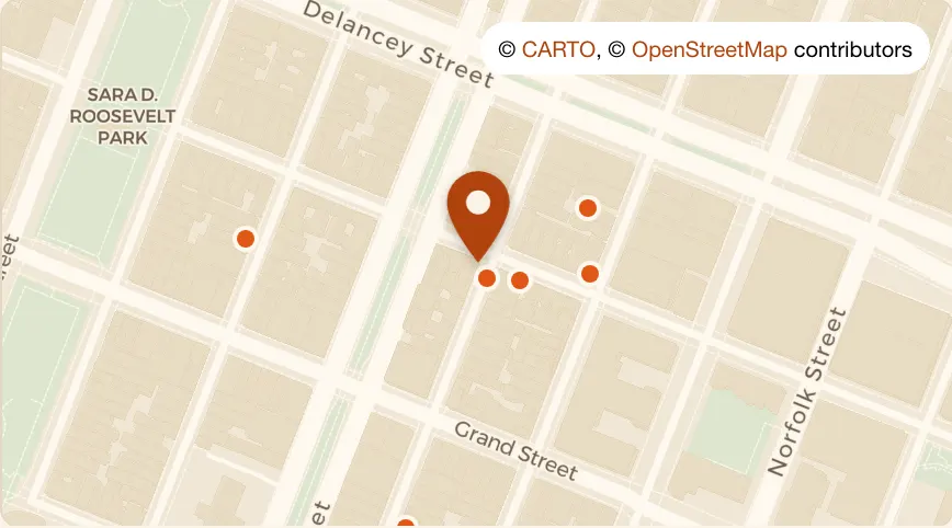 Map: Dudleys at 85 Orchard Street, Lower East Side