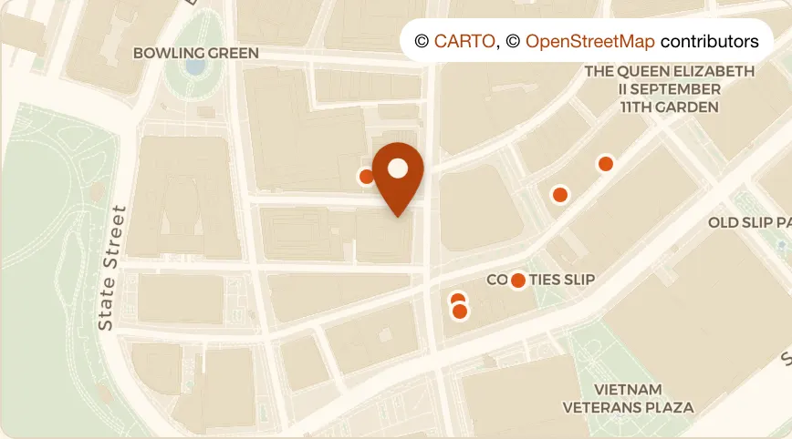 Map: Five Iron Golf at 22 Stone St, Financial District