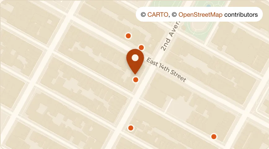 Map: FKA: at 221 2nd Ave, East Village
