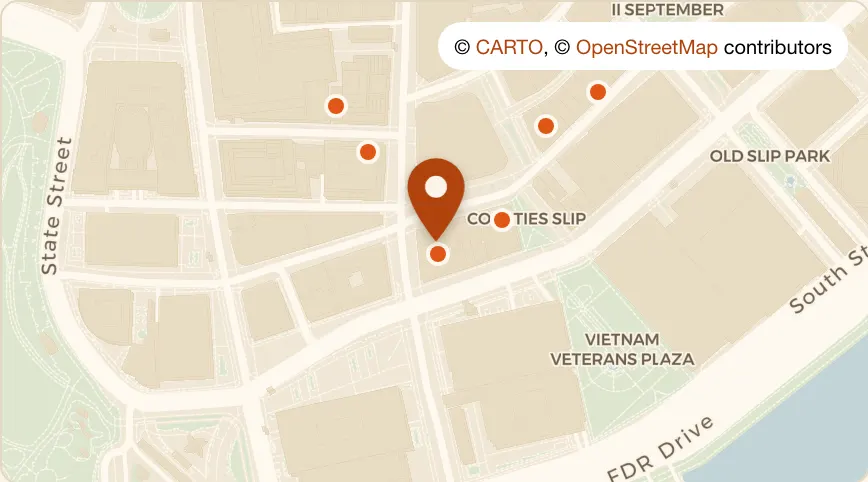 Map: Fraunces Tavern at 54 Pearl Street, Financial District