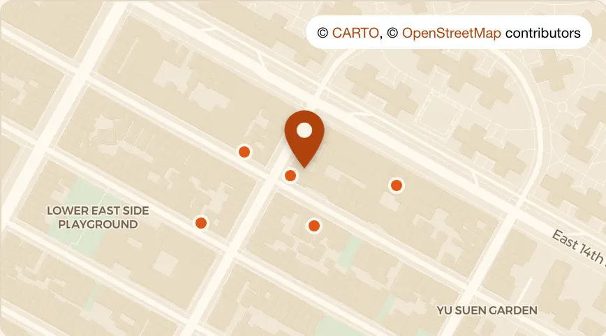Map: Hidden Tiger at 13th St & 14th St, East Village