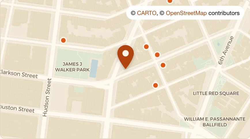 Map: Judy Z’s Sports Tavern & Kitchen at 1 7th Ave S, West Village
