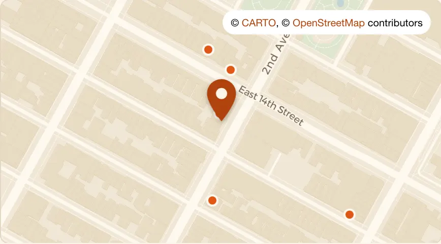 Map: Little Rebel at 219 2nd Ave, East Village