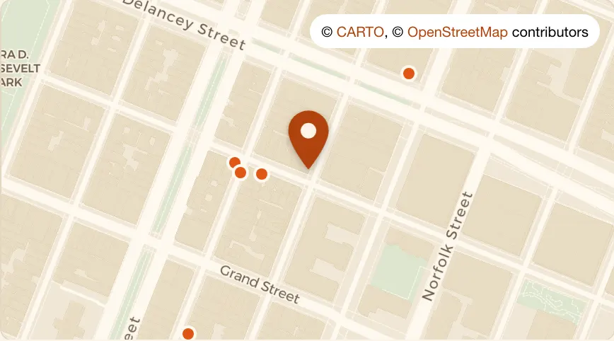 Map: Mila's Bistro at 81 Ludlow St, Lower East Side