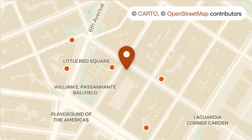 Map: Motek West Village at 184 Bleecker St, West Village