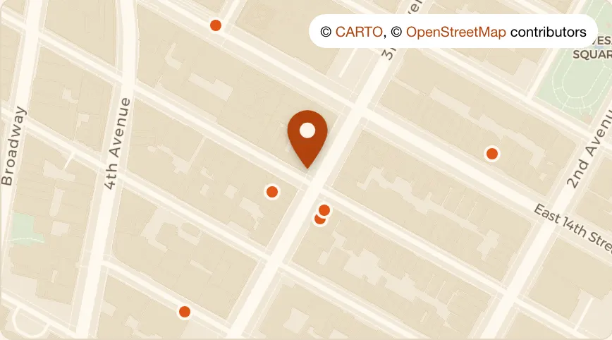 Map: Olio e Più - East Village at 106 East 13th Street, East Village