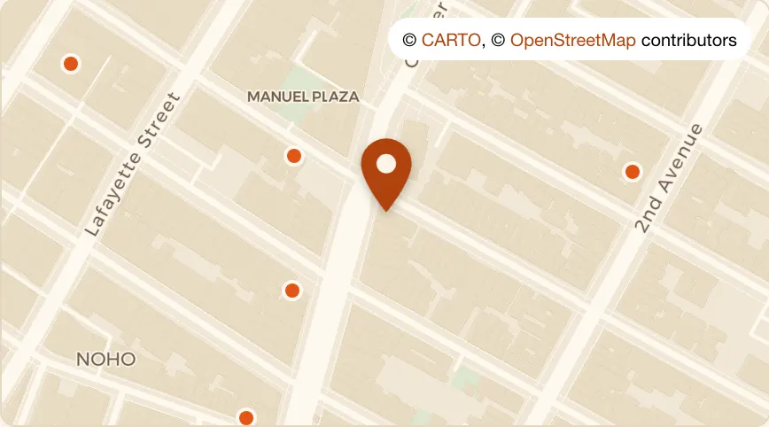 Map: Phebes at 359 Bowery, East Village