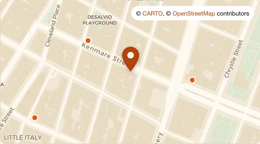 Map: Piccolo Morini at 40 Kenmare St, Nolita
