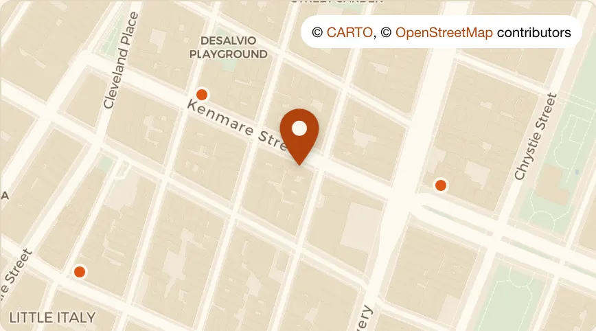 Map: Piccolo Morini at 40 Kenmare St, Nolita