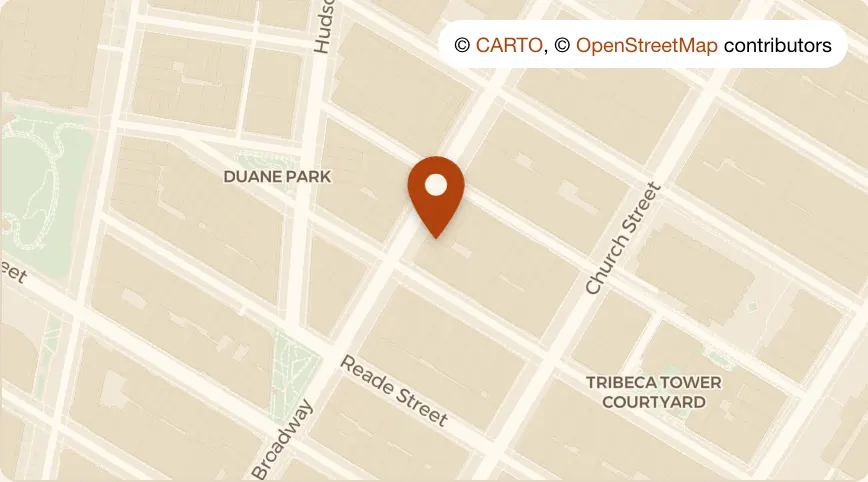 Map: Tiny's & The Bar Upstairs at 135 W Broadway, Tribeca