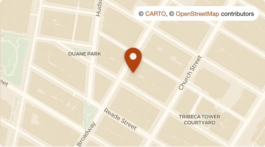 Map: Tiny's & The Bar Upstairs at 135 W Broadway, Tribeca