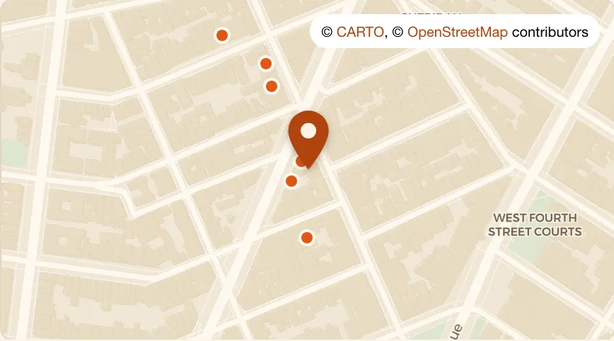 Map: Torizaku at 282 Bleecker St, West Village