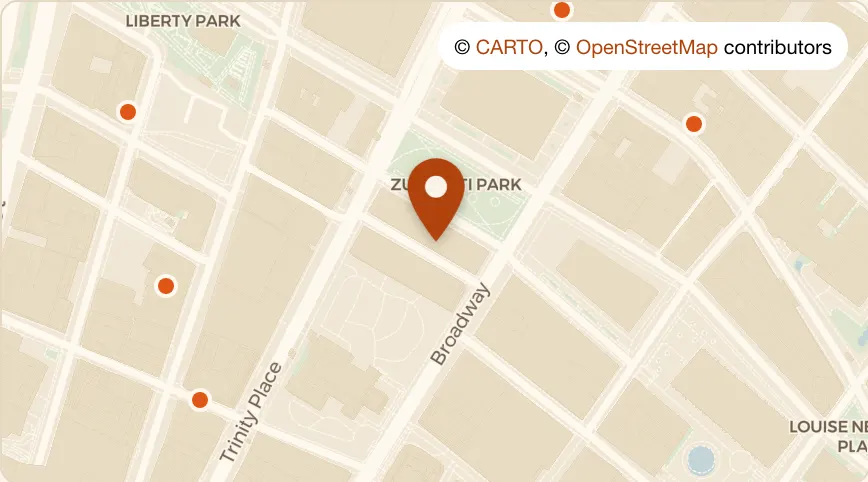 Map: Trinity Place Bar & Restaurant at 115 Broadway, Financial District