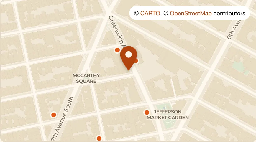Map: Wogies at 39 Greenwich Avenue, West Village